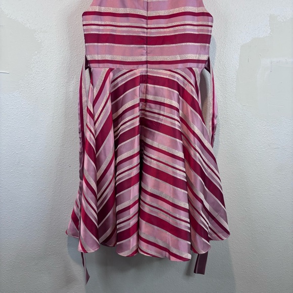 Bonnie Jean Pink Red Sparkle Striped Dress Candy Cane Sz 12 Bow Fancy Formal - Picture 7 of 8